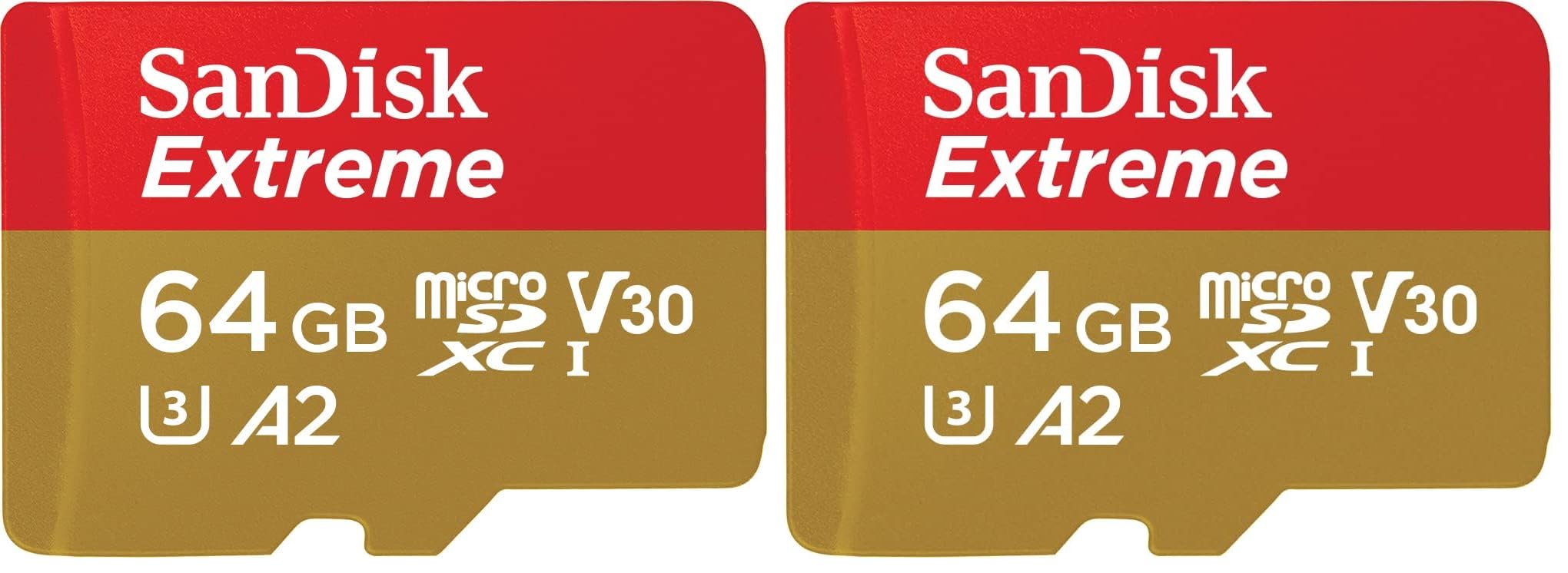 SanDisk 64GB Extreme microSDXC card for Action Cams and Drones + SD adapter + RescuePRO Deluxe, up to 170 MB/s, with A2 App Performance, UHS-I, Class 10, U3, V30 (Pack of 2)
