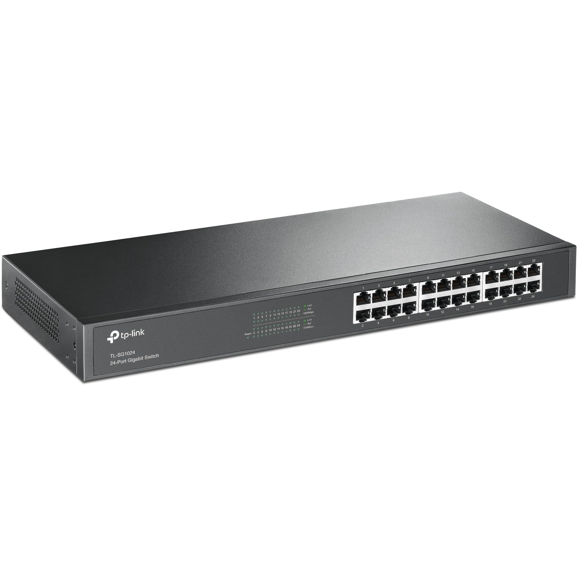 TP-Link 24-Port Unmanaged Gigabit Ethernet Switch, Steel Case Ethernet Splitter, Desktop & Rackmount, Plug-in-play,Energy-Saving (TL-SG1024)