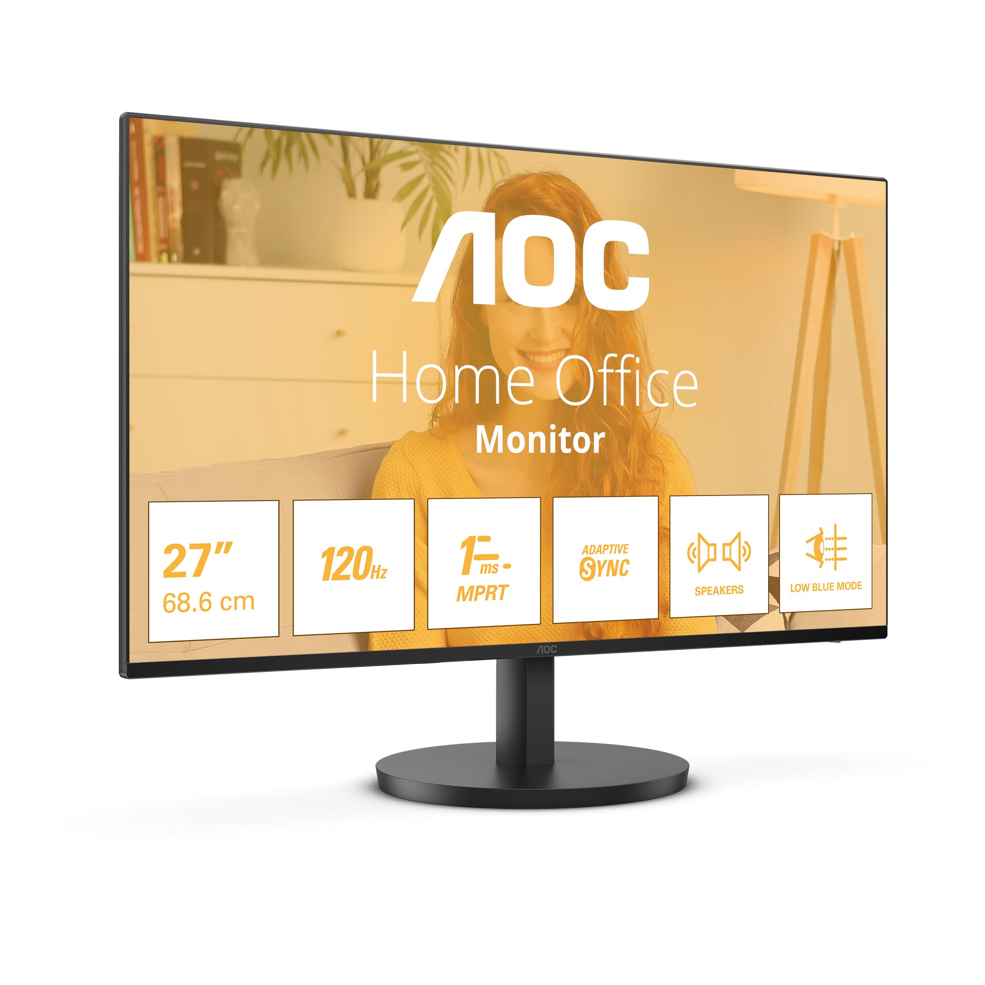 AOC 27B3QA2-27-inch Full HD Monitor, 120 Hz, Adaptive Sync, Speakers (1920x1080, HDMI 1.4, DisplayPort 1.2) Black
