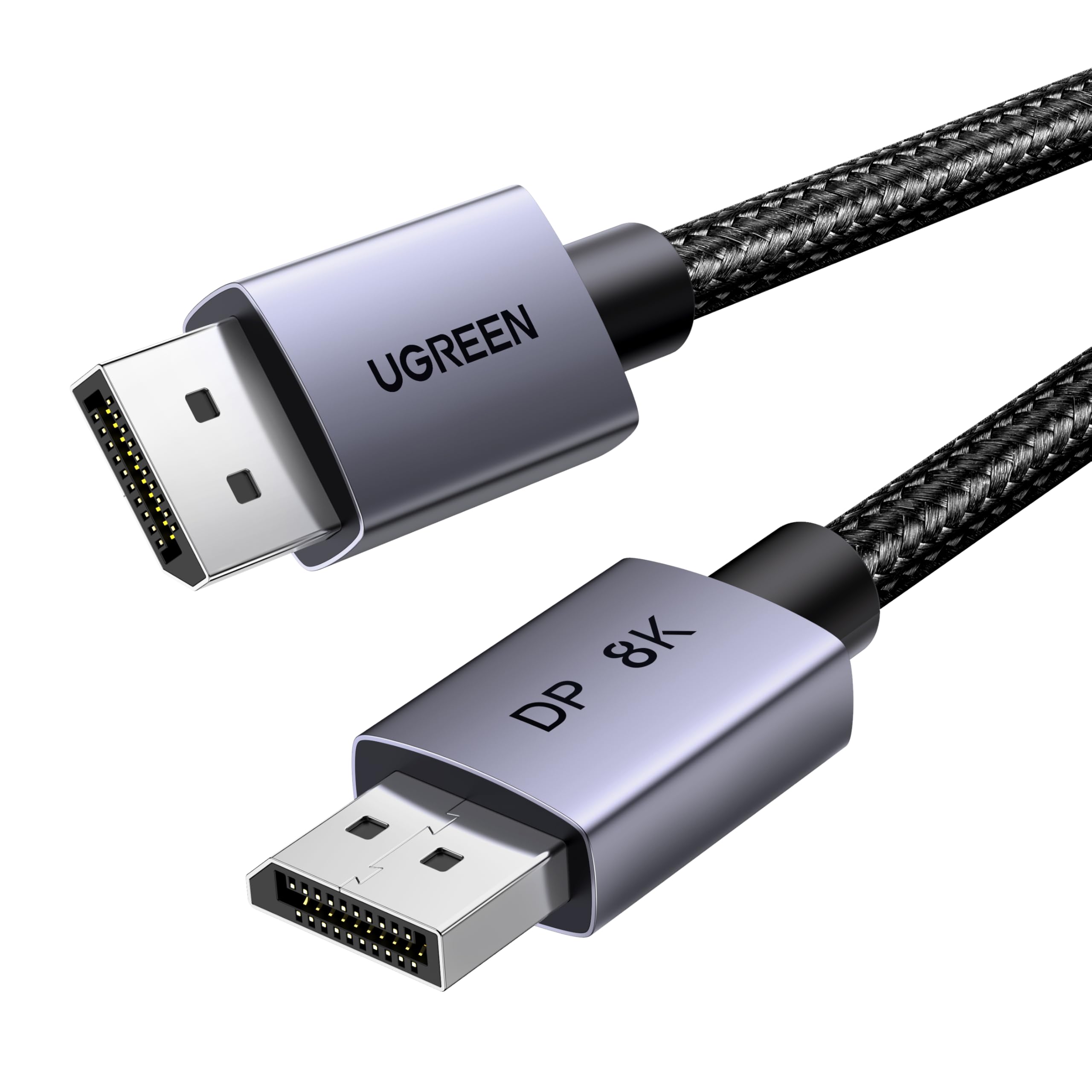 UGREEN DisplayPort Cable 8K@60Hz 6.6FT [VESA Certified] Braided DP 1.4 Display Lead Support 4K@240Hz, 2K@240Hz 32.4Gbps, HDCP 2.2, HDR, FreeSync&G-Sync, 3D Compatible with Gaming Monitor PC HDTV (2M)