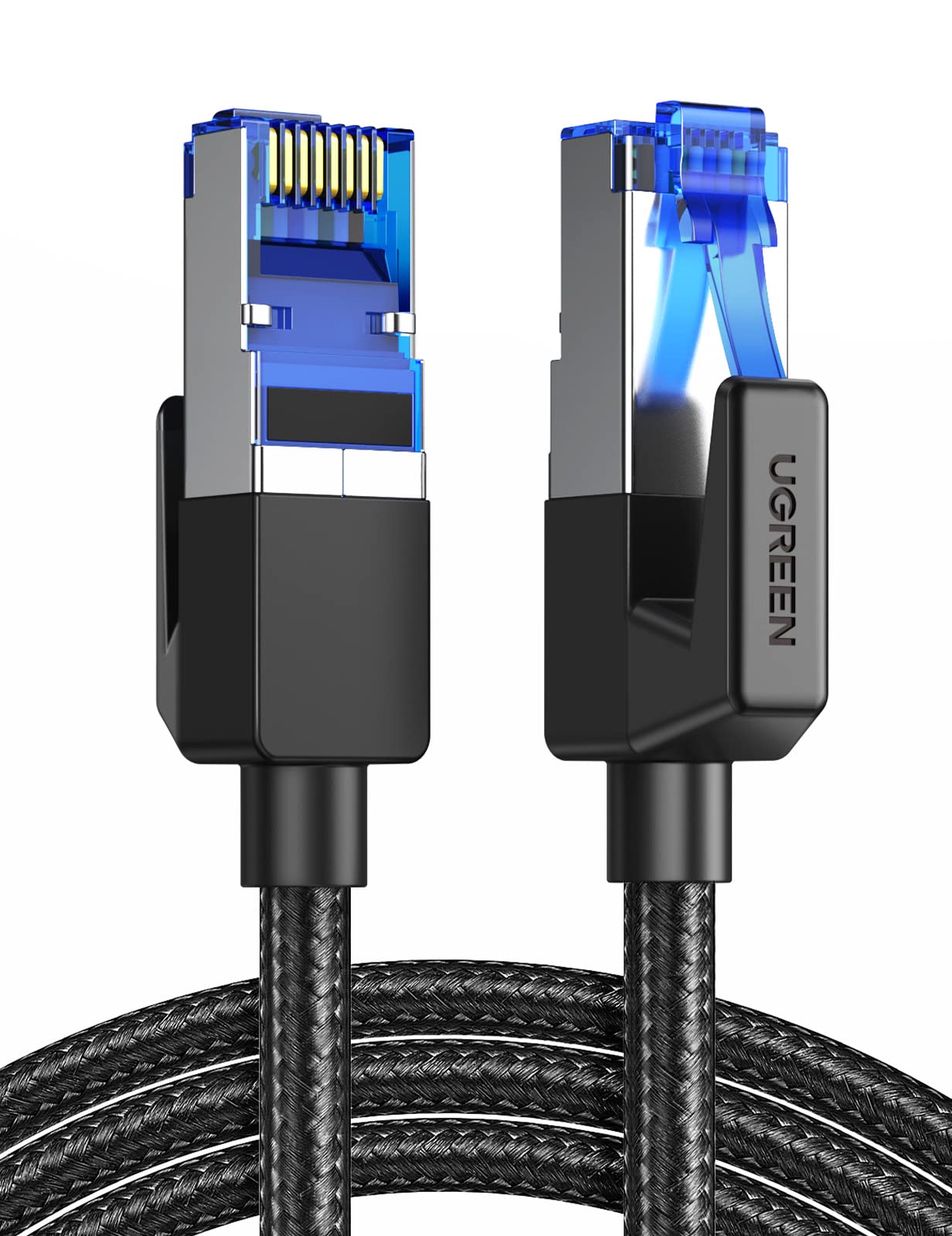 UGREEN Ethernet Cable 1M, Cat 8 Internet Cable High-Speed 40Gbps 2000MHz RJ45 LAN Cable, F/FTP POE Braided Gigabit Network Cable Compatible with Xbox/Switch/PS5/WiFi Extender/Router/Modem Patch Panel