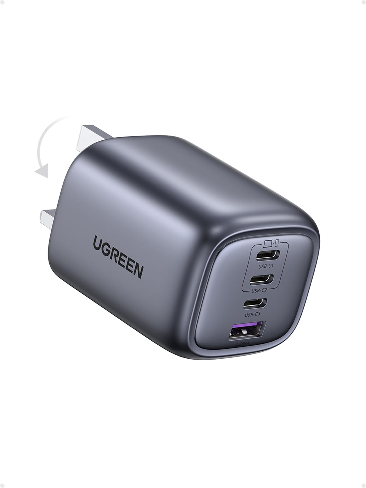 UGREEN USB C Plug 65W USB C Charger Fast Charging Plug Nexode 3C1A Foldable GaN Travel Charger, Compatible with iPhone 17 Pro/Air/17/16/15, MacBook Pro/Air, iPad, Galaxy S24/S23, Pixel 9/8, Laptop,etc