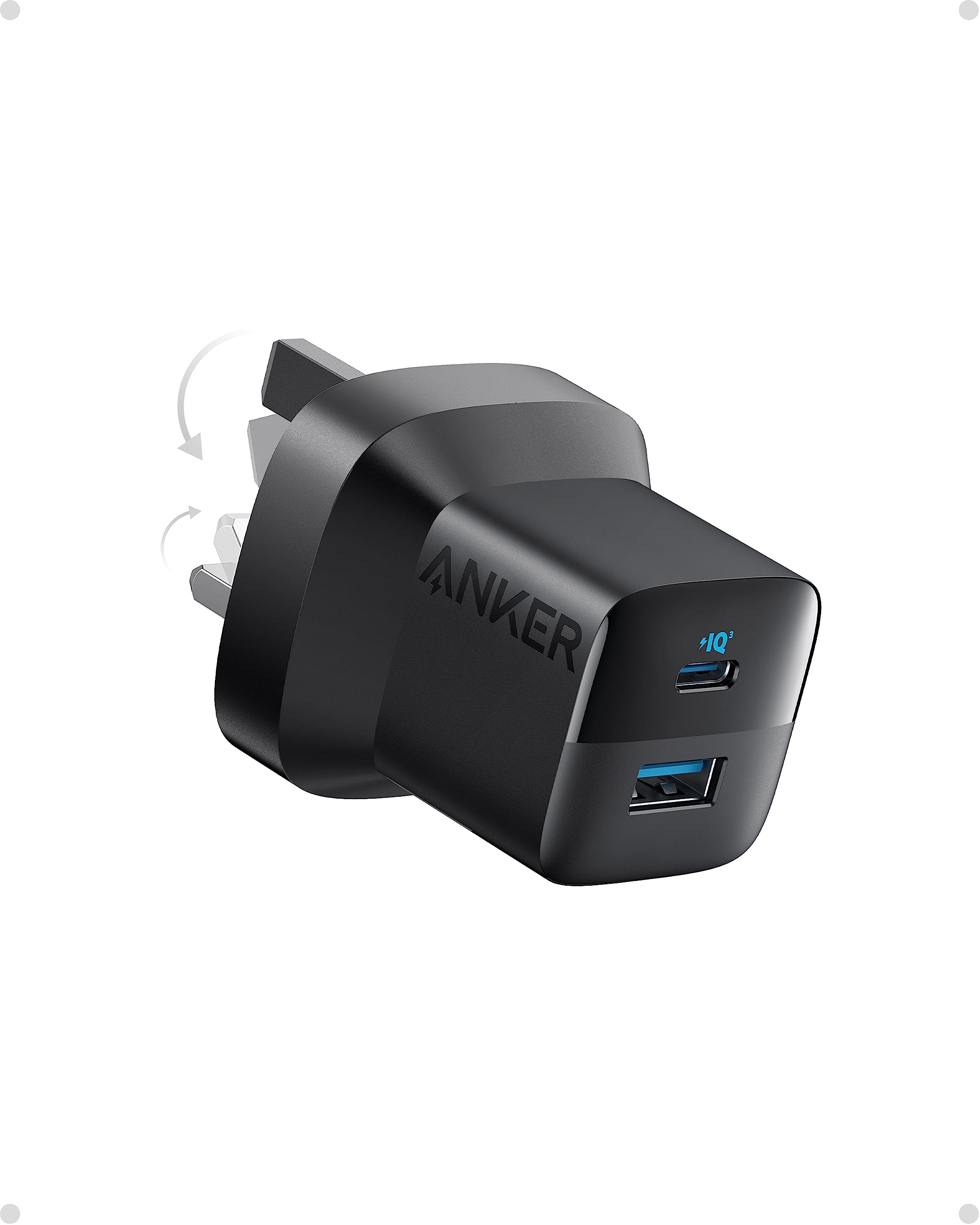 USB C Plug, Anker 33W 2-Port USB C Charger for Laptop, iPhone 15/15 Pro Max/14/13, Galaxy, Pixel, iPad, and More (Cable Not Included) - Black
